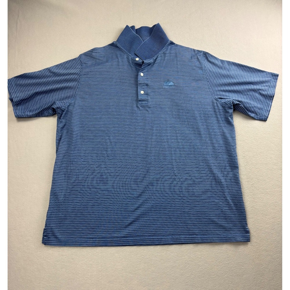 Carnoustie Mens XL Polo Shirt PGA West Blue Micro Striped Mercerized Cotton
